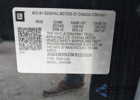 2019 Cadillac Xts Luxury z USA, uszkodzony, nr VIN 2G61M5S33K9115359